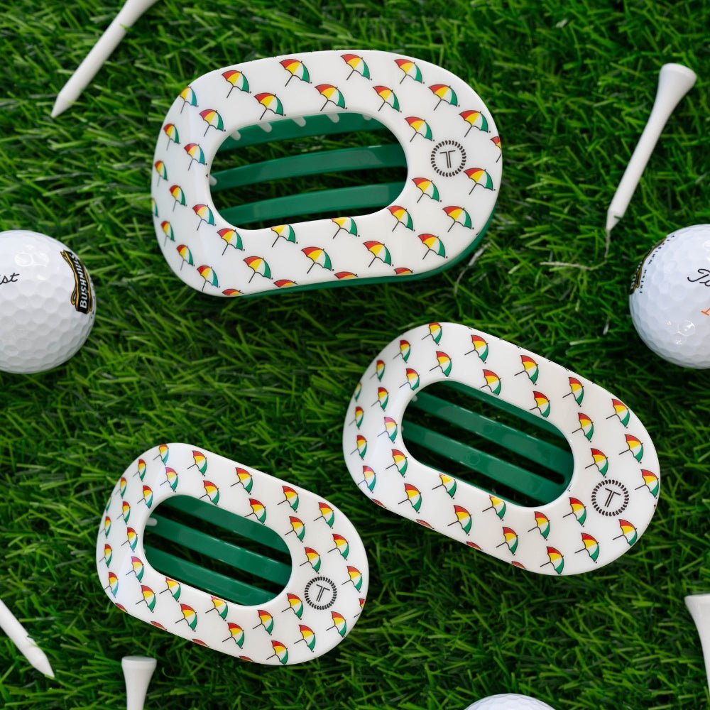 TELETIES - Arnold Palmer 2026 Medium Flat Round Hair Clip in White Green - Medium