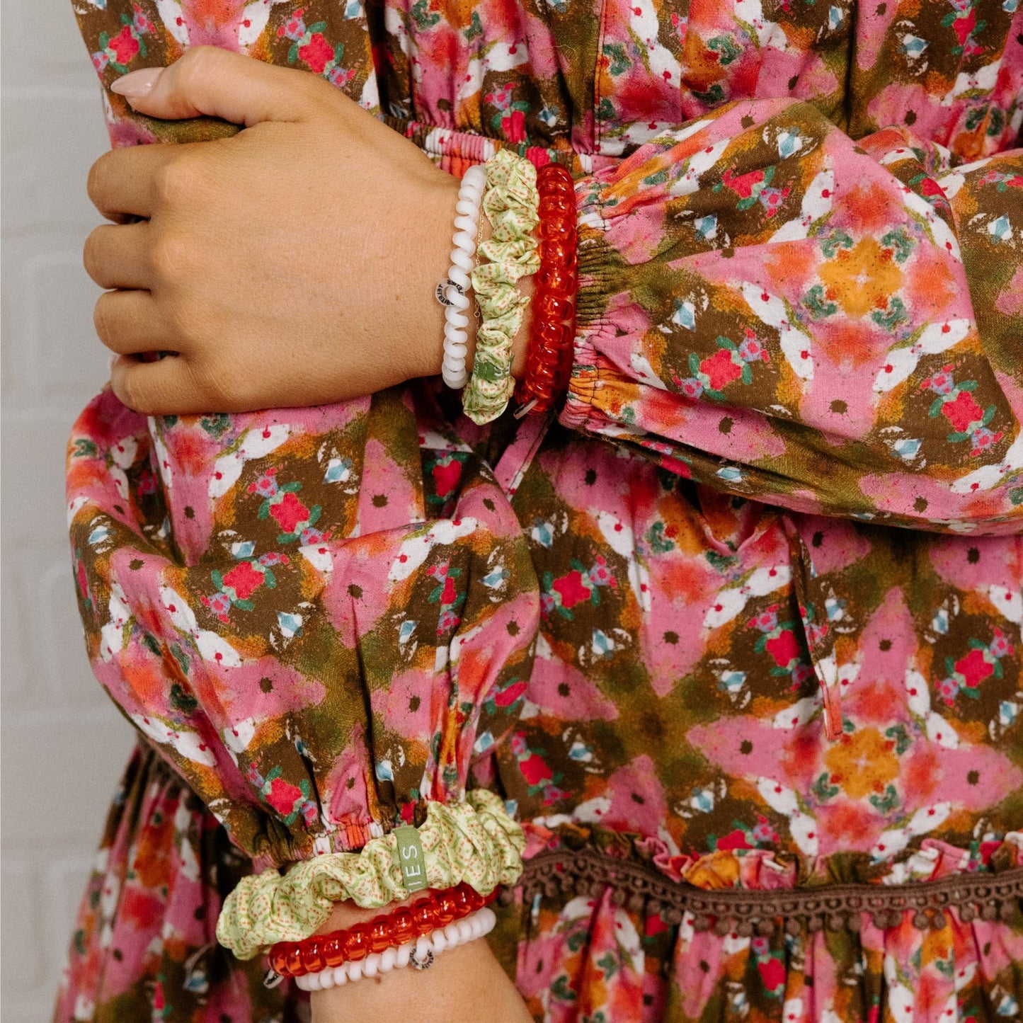 TELETIES - Berry Cozy Mix Pack Hair Ties in Green Pink White - Mix Pack