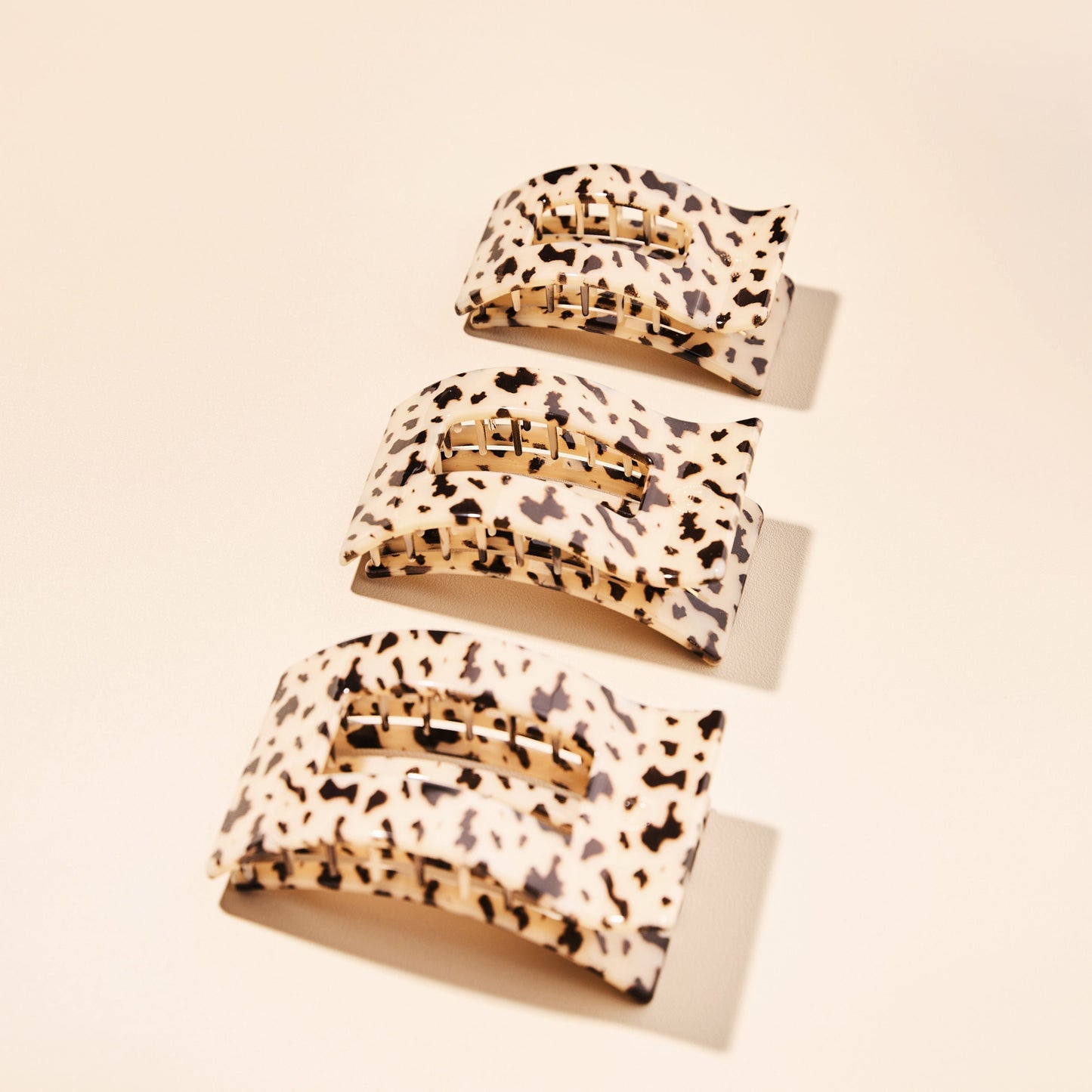 TELETIES - Blonde Tortoise Small Flat Rectangle Hair Clip in Beige Brown Tortoise - Small