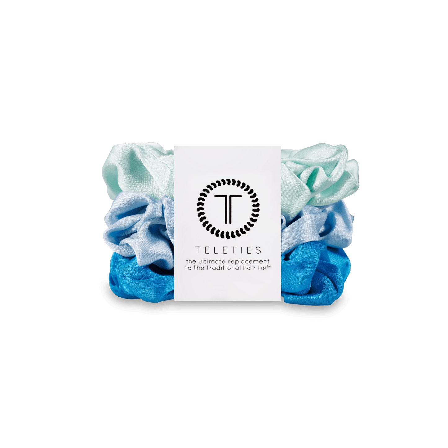 TELETIES - Blue My Mind Small Silk Scrunchies in Blue - Small