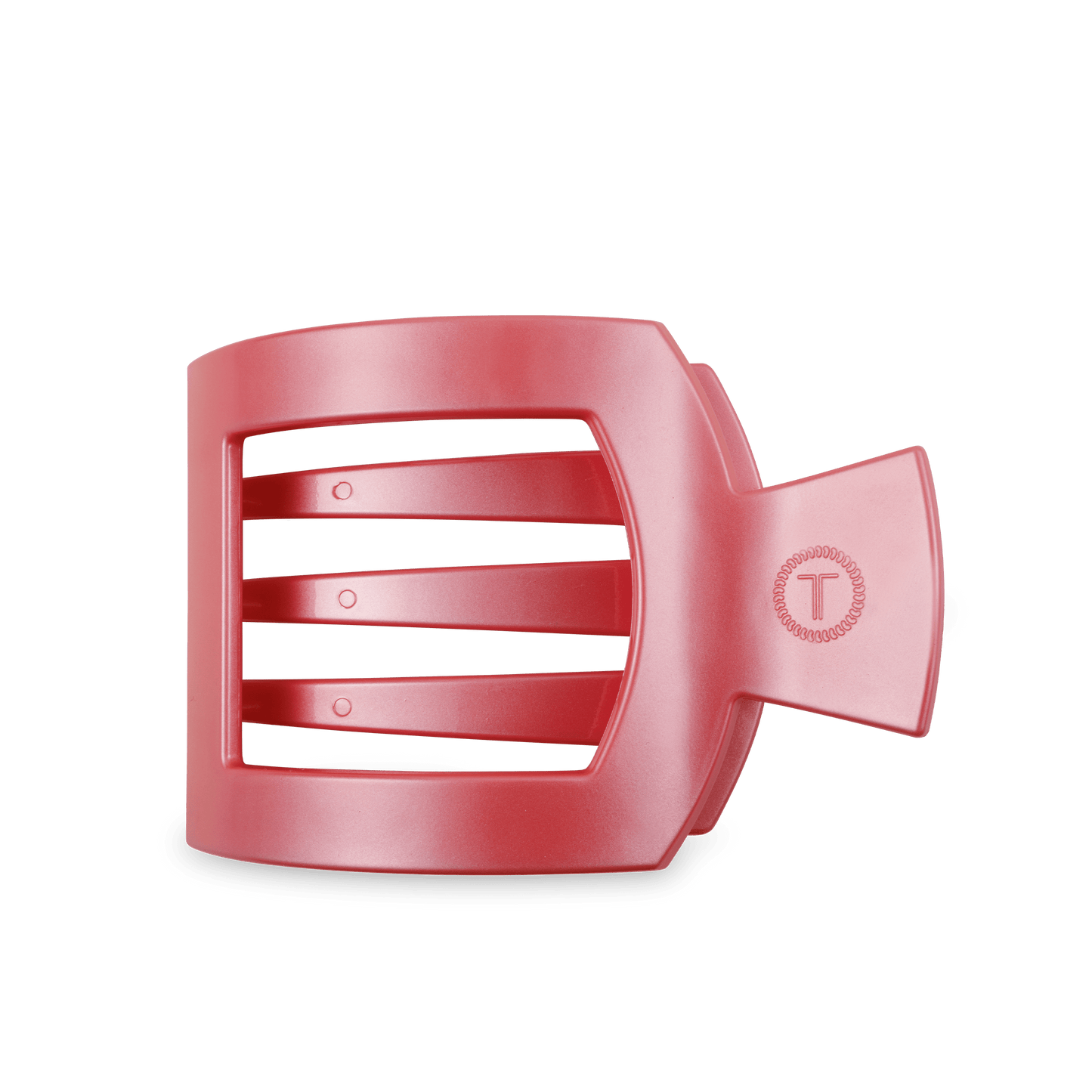 TELETIES - Calming Coral Large Flat Square Hair Clip in Pink - Large