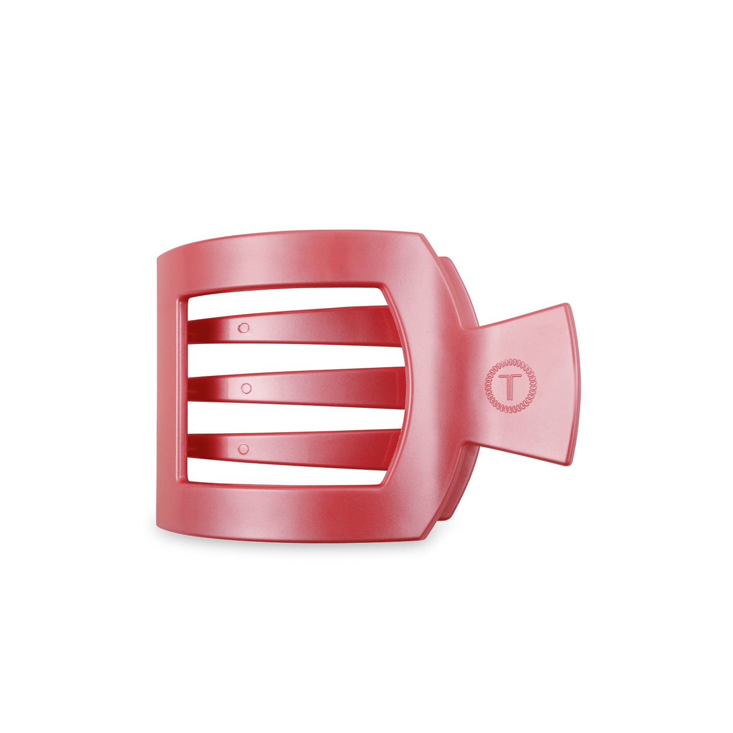 TELETIES - Calming Coral Medium Flat Square Hair Clip in Pink - Medium