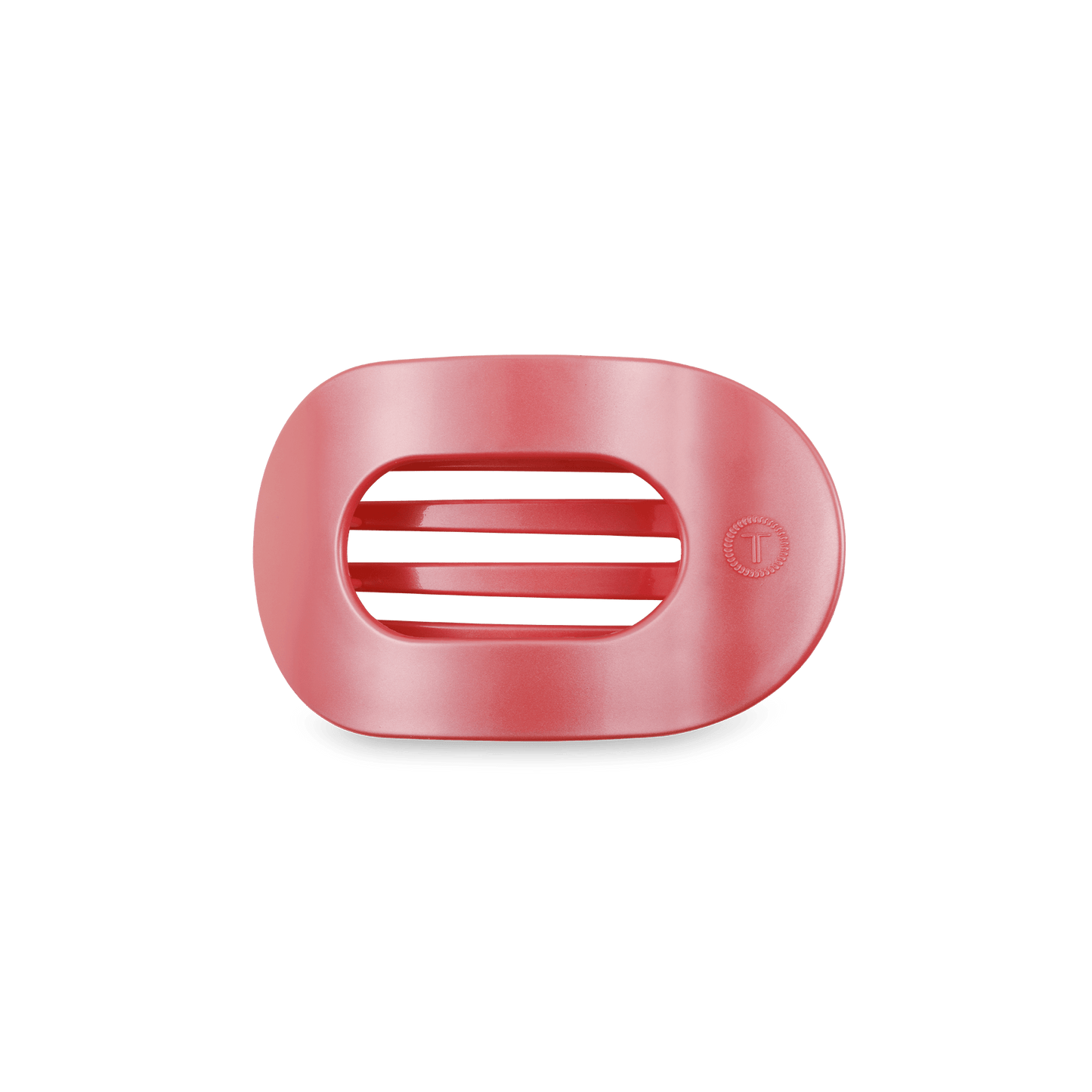 TELETIES - Calming Coral Small Flat Round Hair Clip in Pink - Small