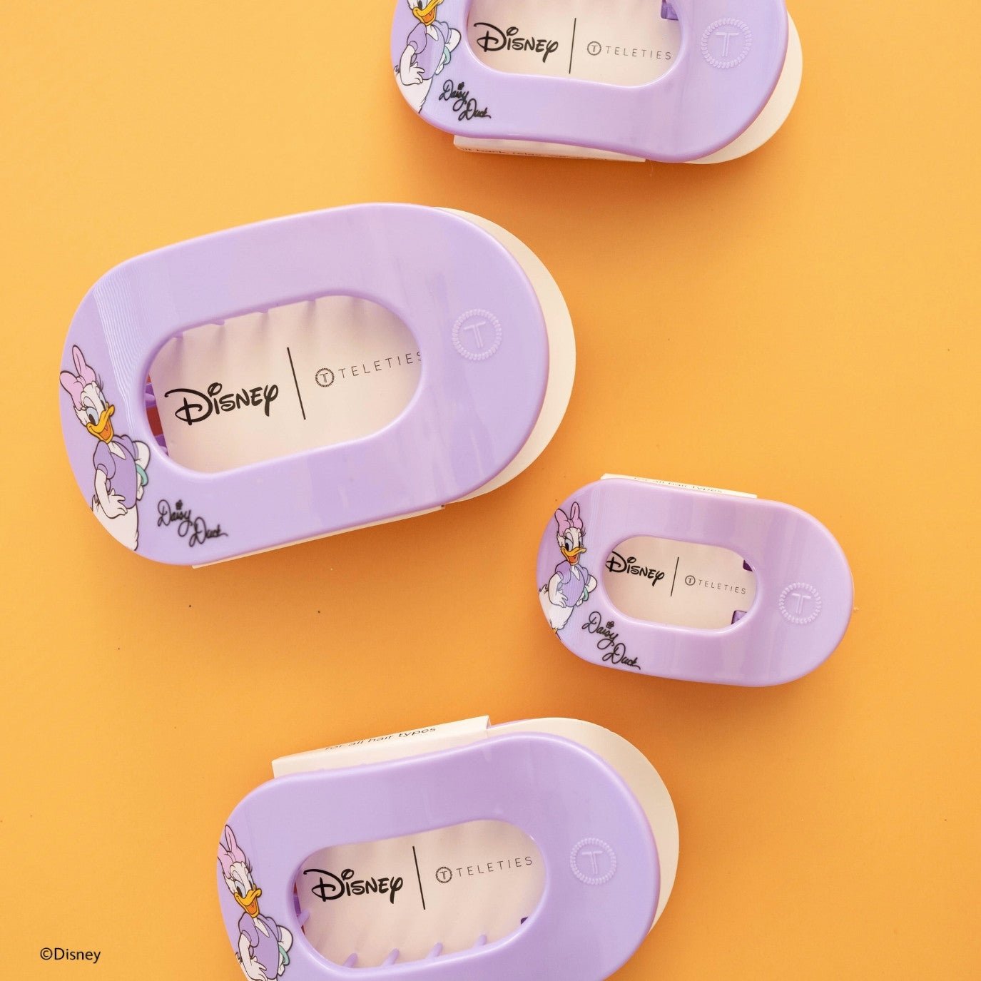 TELETIES - Daisy Duck Medium Flat Round Hair Clip in Purple - Medium