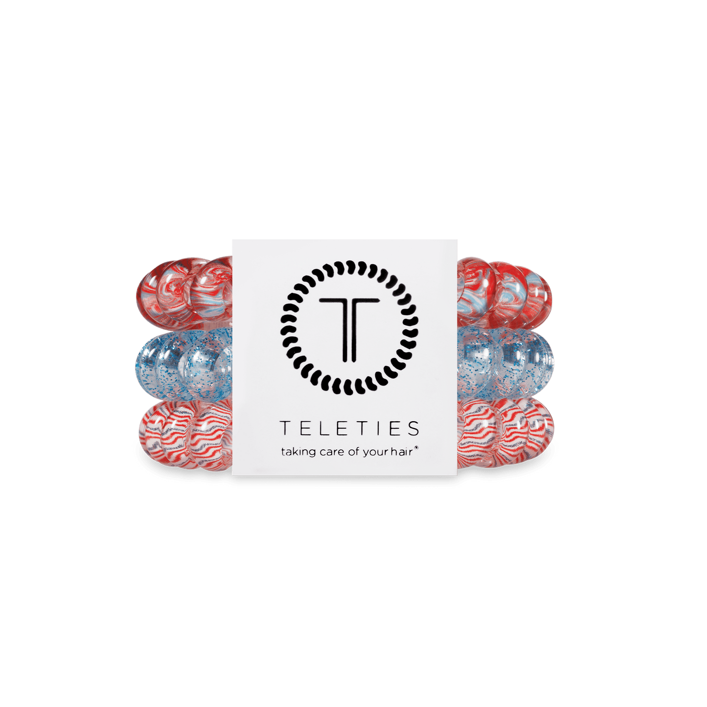 TELETIES - Freedom to Sparkle Large Hair Ties in Red White Blue - Large