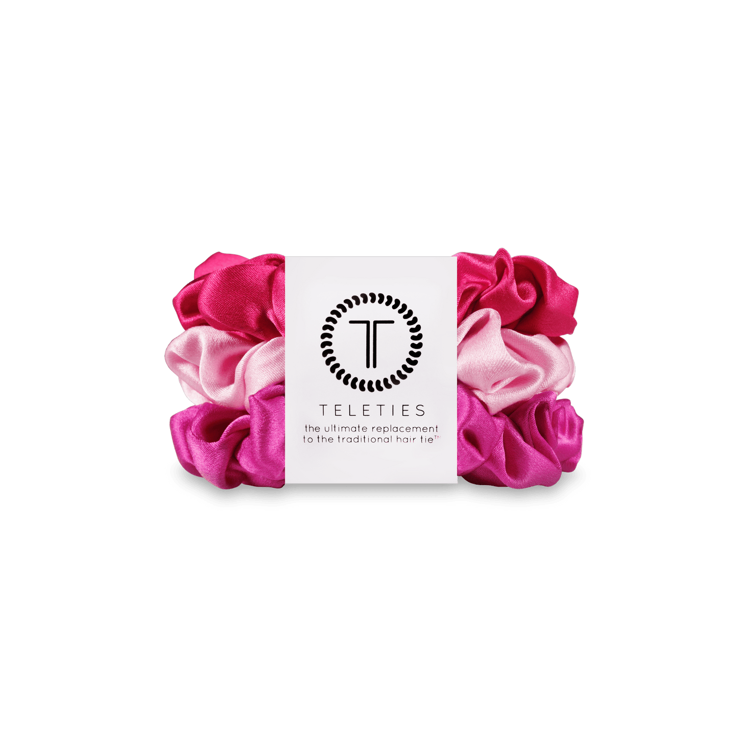 TELETIES - Rose All Day Small Silk Scrunchies in Pink Red - Small