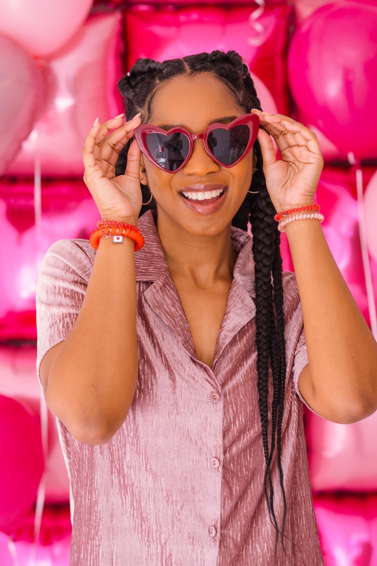 TELETIES - Sealed With A Kiss Large Hair Ties in Red - Large