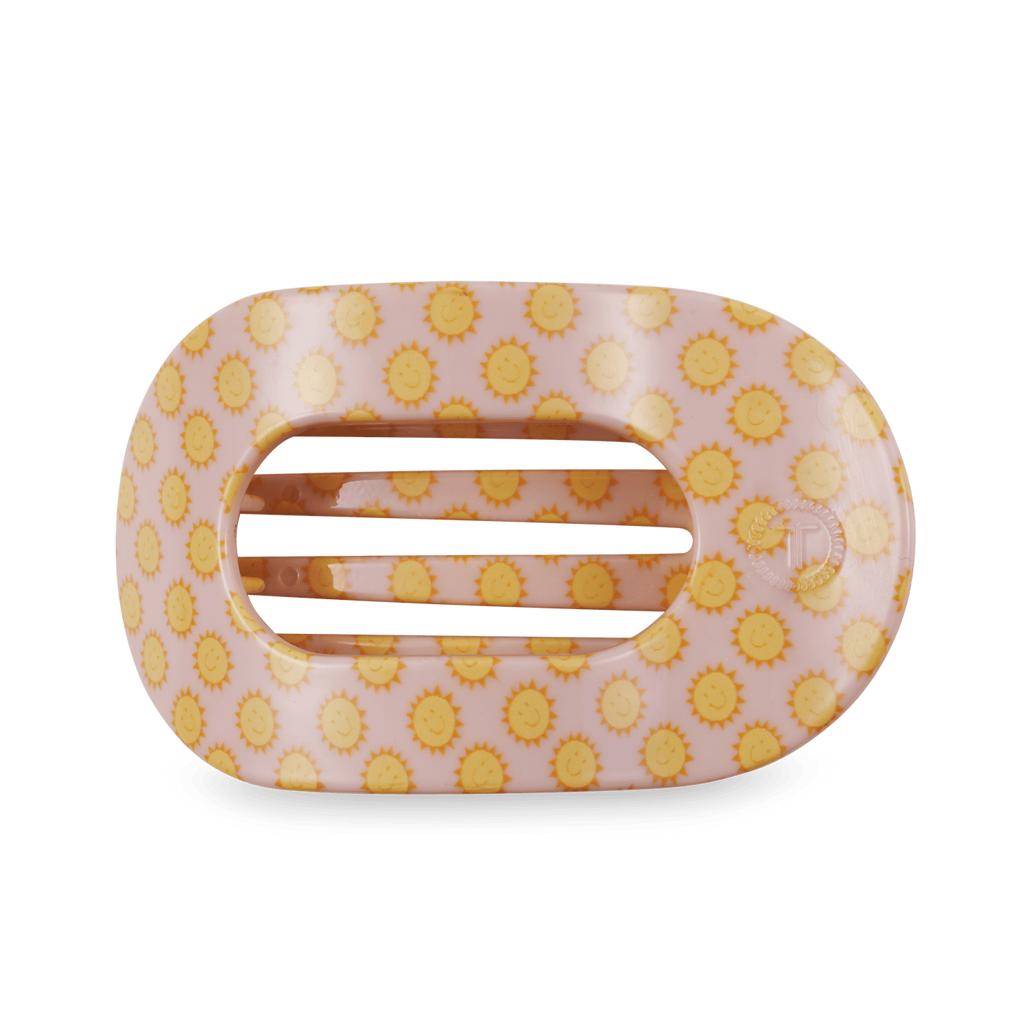 TELETIES - Sunny Days Ahead Large Flat Round Hair Clip in Pink Yellow - Large