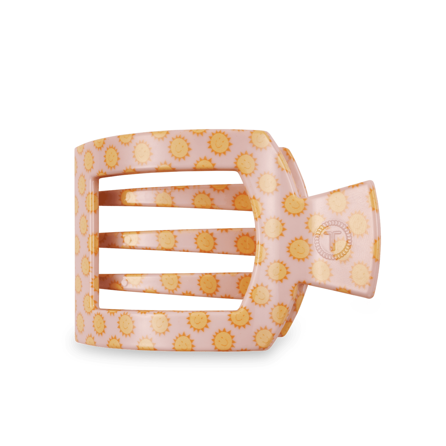 TELETIES - Sunny Days Ahead Large Flat Square Hair Clip in Pink Yellow - Large