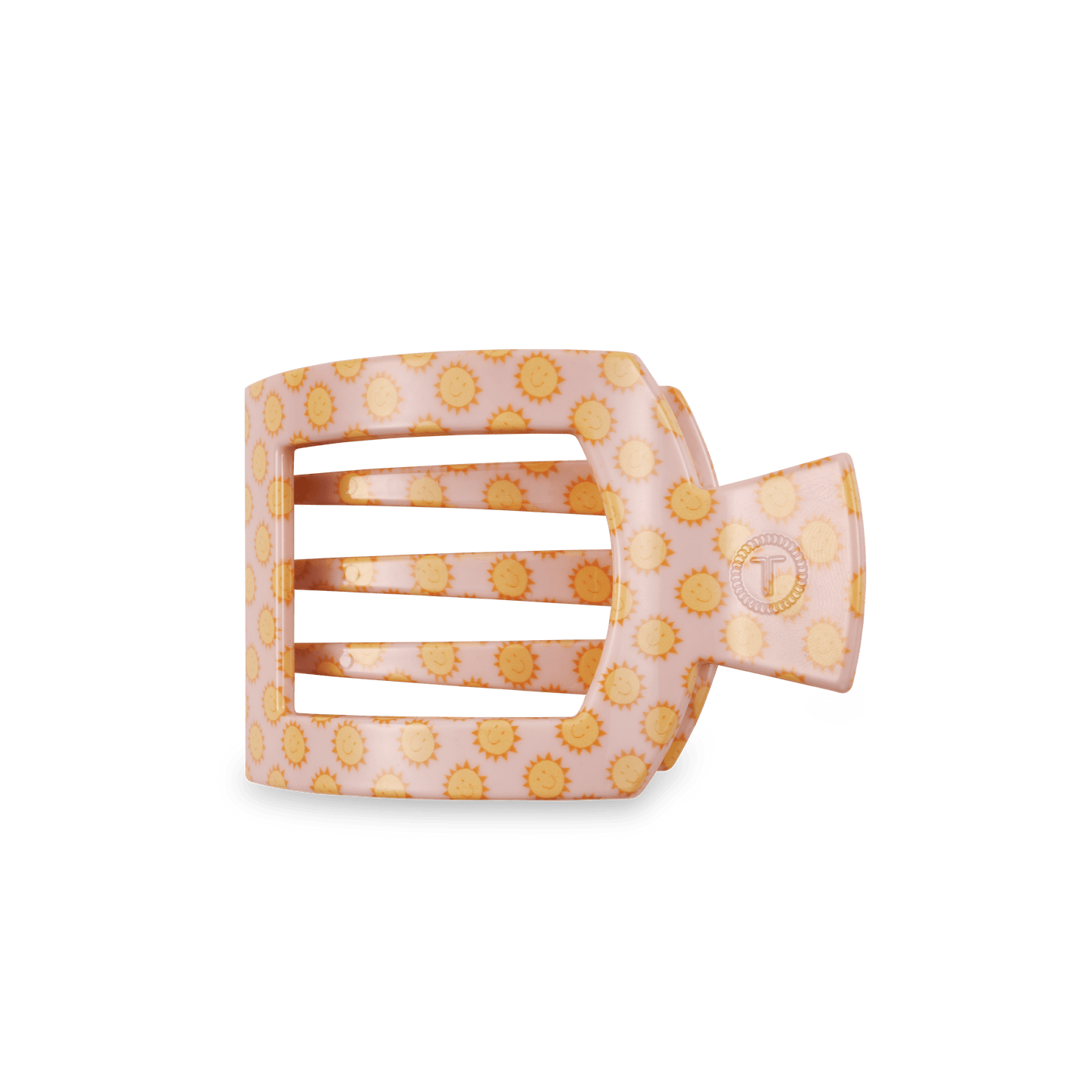 TELETIES - Sunny Days Ahead Medium Flat Square Hair Clip in Pink Yellow - Medium