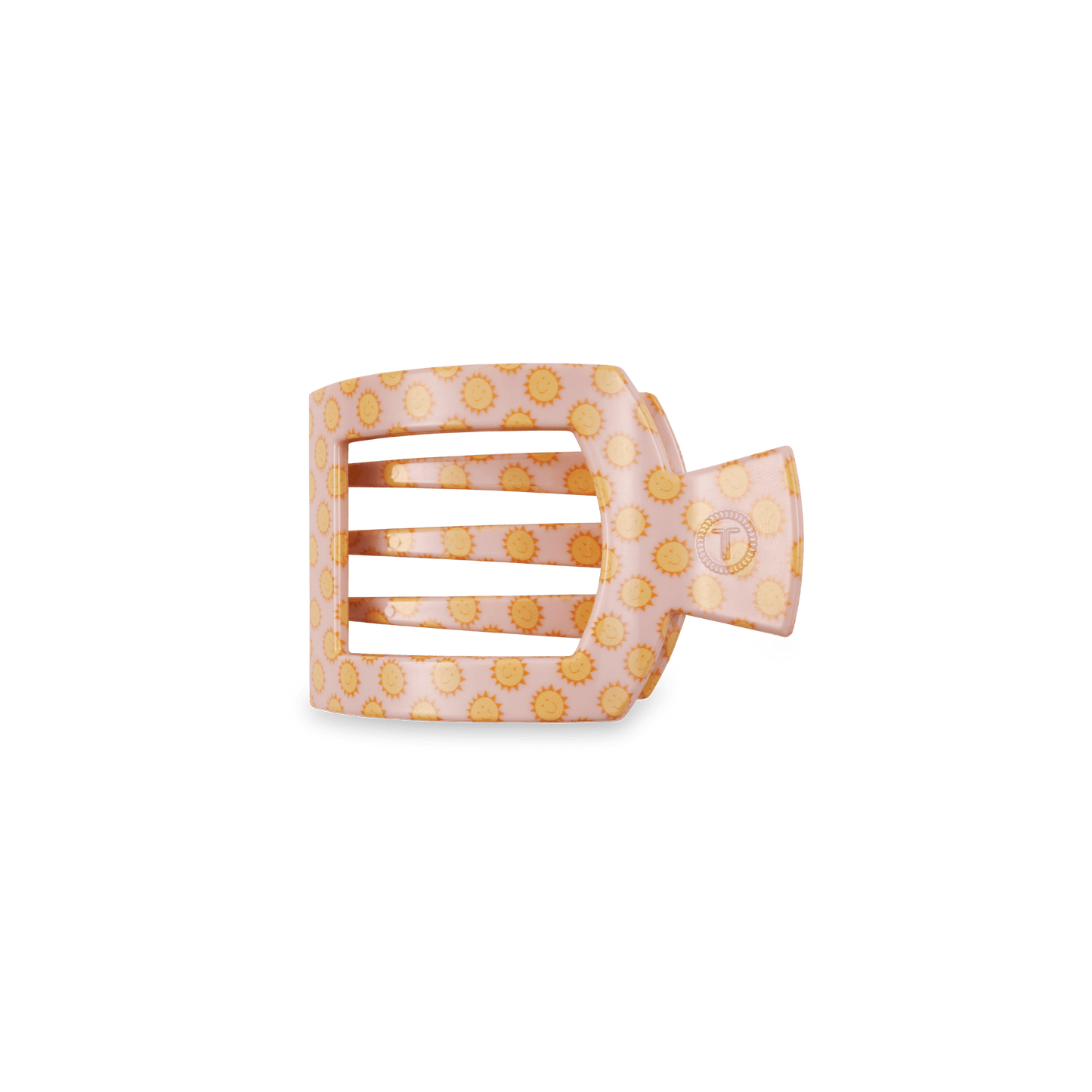 TELETIES - Sunny Days Ahead Small Flat Square Hair Clip in Pink Yellow - Small