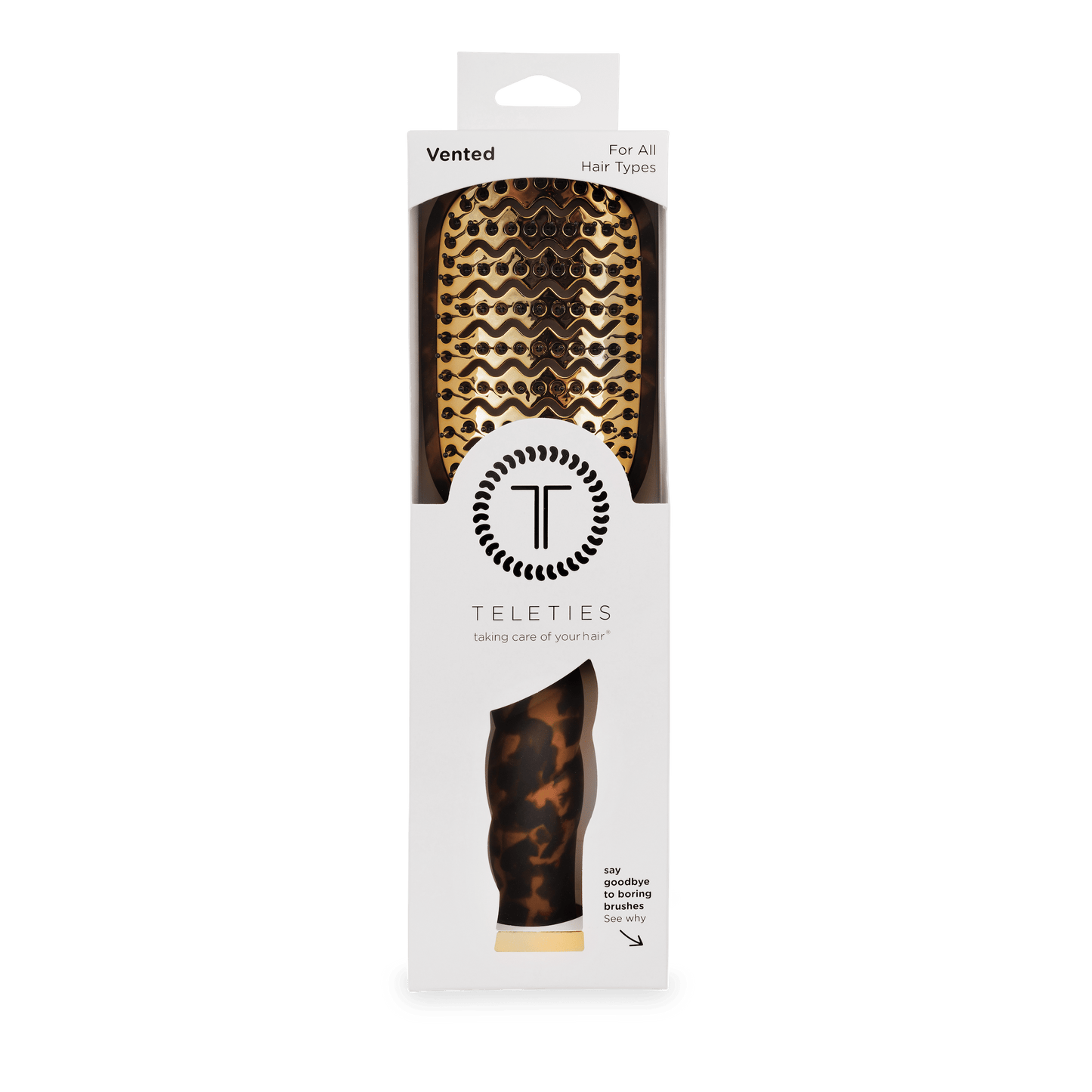 TELETIES - Vented Hair Brush - Tortoise in Brown Black - Full Size