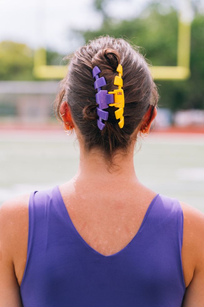 TELETIES - LSU Large Claw Hair Clip in Purple Yellow - Large