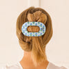 Blue Marigold Large Flat Round Hair Clip
