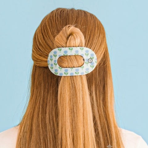 Blue Marigold Medium Flat Round Hair Clip