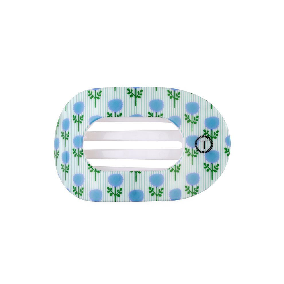 Blue Marigold Medium Flat Round Hair Clip
