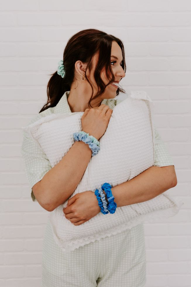 Blue My Mind Small Silk Scrunchies
