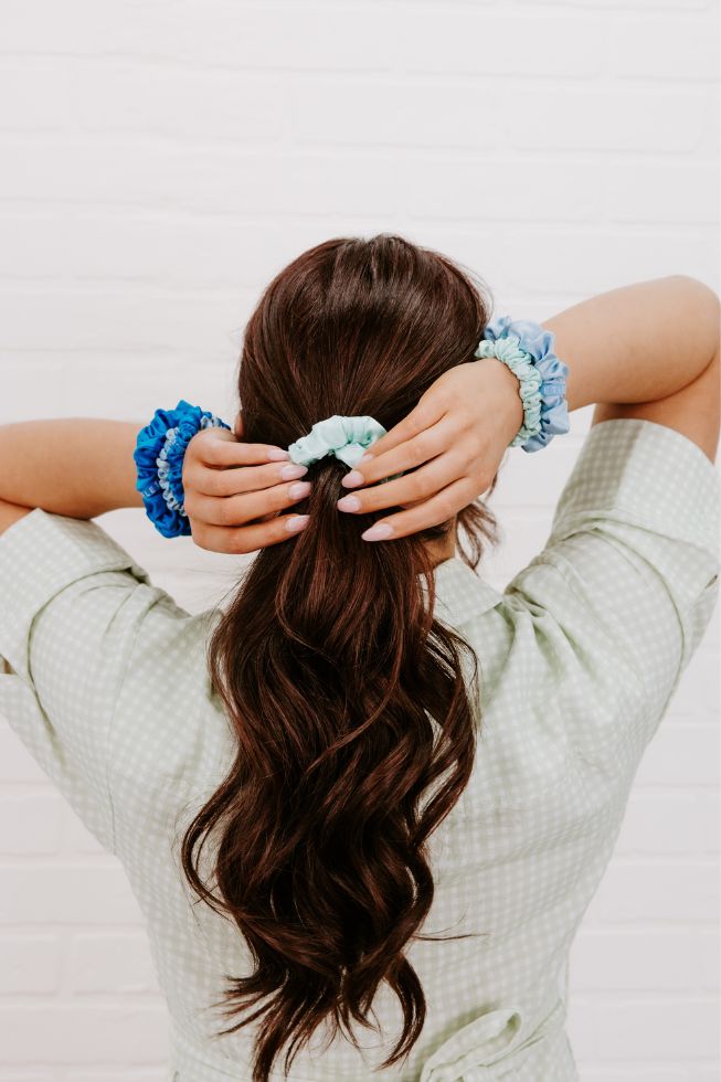 Blue My Mind Large Silk Scrunchies

