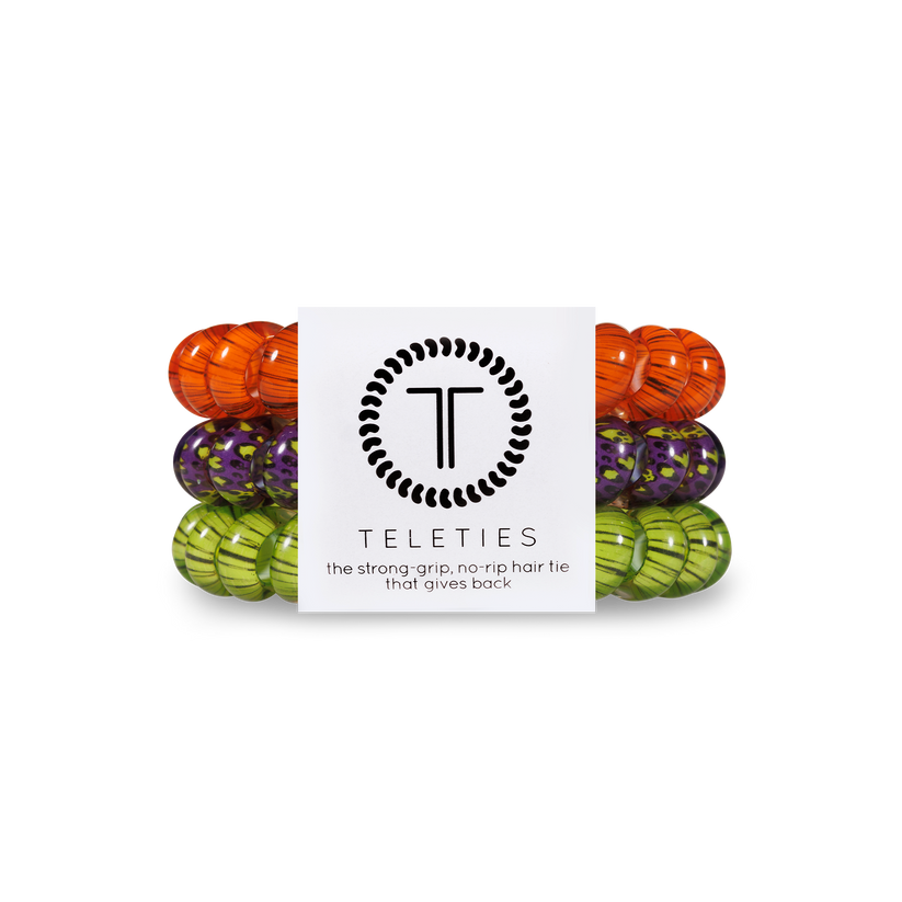 TELETIES - Creepin' it Real Large Hair Ties in Green Orange Black - Large - Image 1
