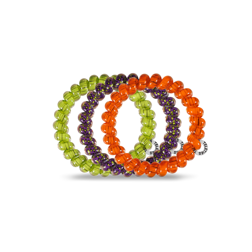 TELETIES - Creepin' it Real Large Hair Ties in Green Orange Black - Large - Image 2