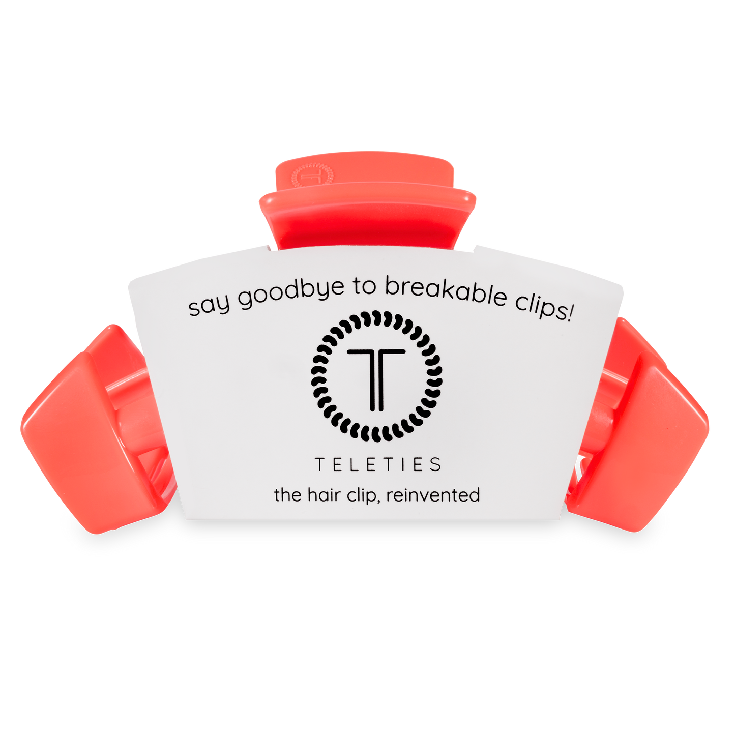 TELETIES - Classic Darty Large Hair Clip in Orange Coral Neon - Large