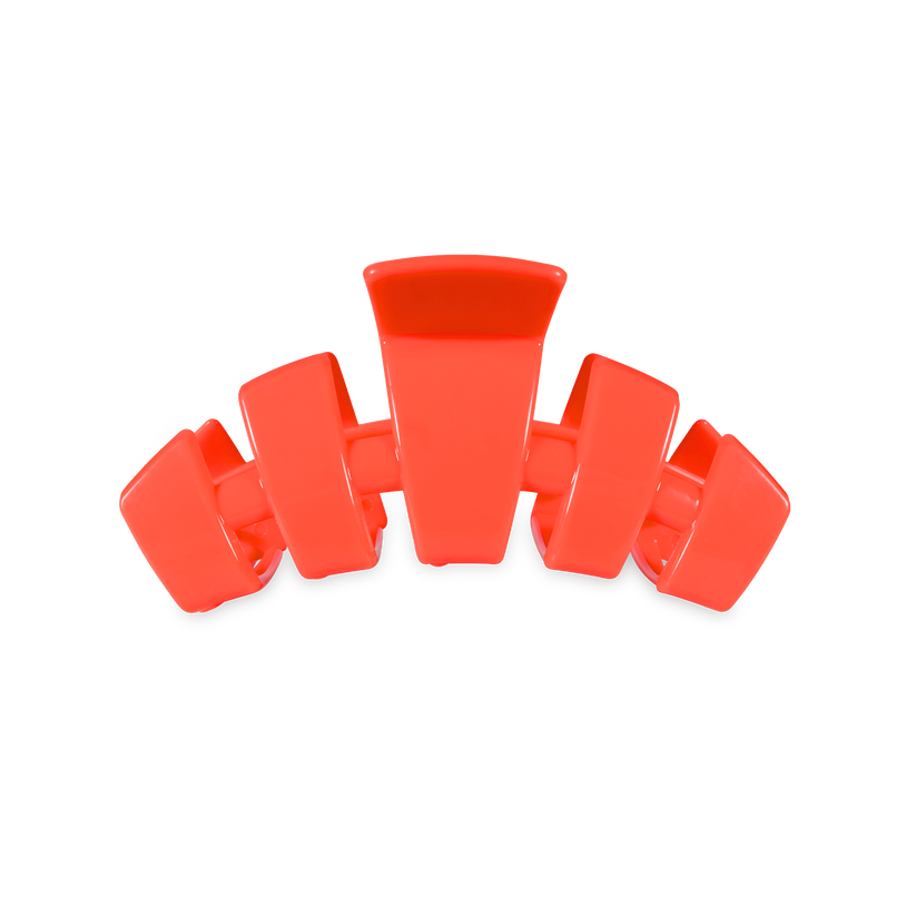 TELETIES - Classic Darty Small Hair Clip in Coral Neon - Small - Image 1