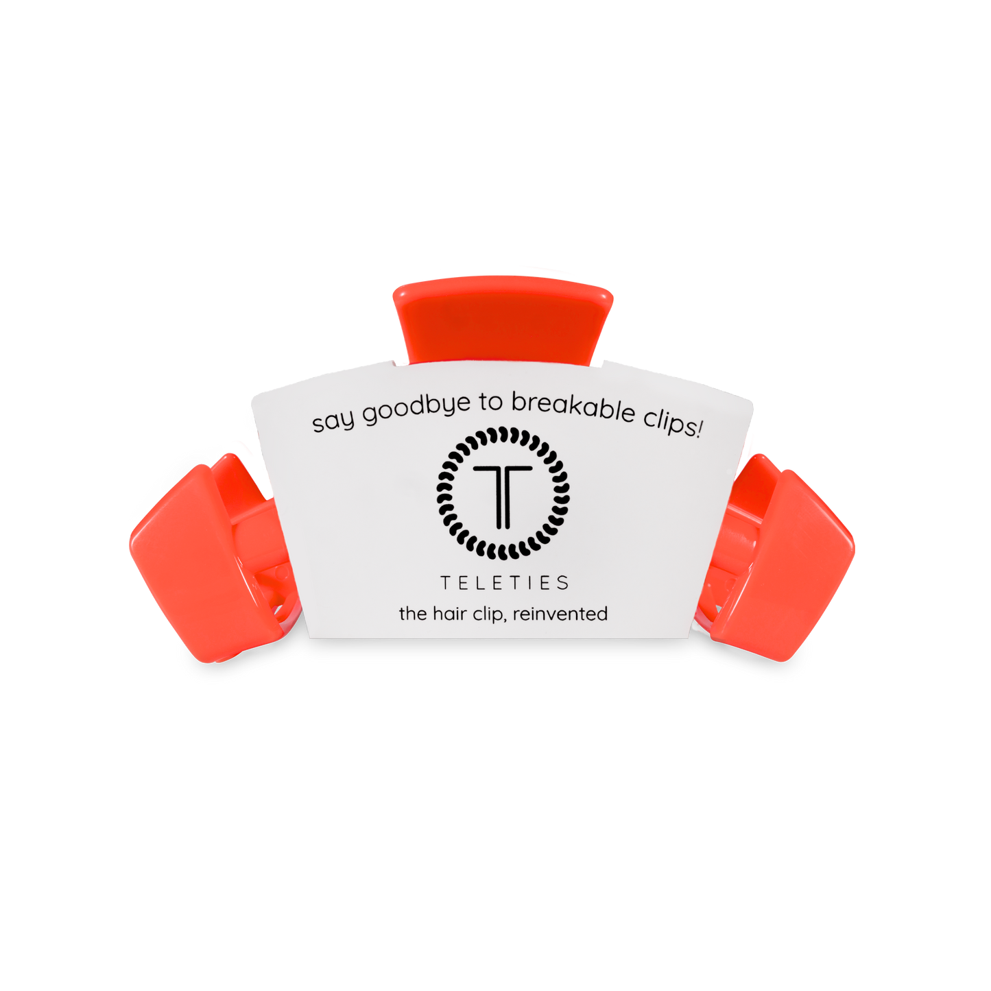 TELETIES - Classic Darty Small Hair Clip in Coral Neon - Small