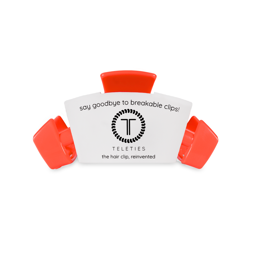 TELETIES - Classic Darty Small Hair Clip in Coral Neon - Small - Image 2