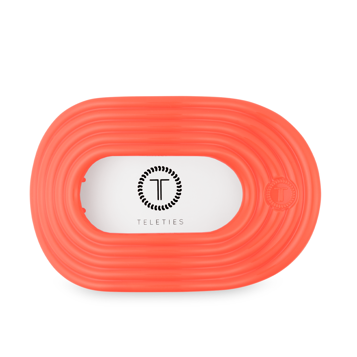 TELETIES - Darty Large Flat Round Hair Clip in Orange Neon Coral - Large