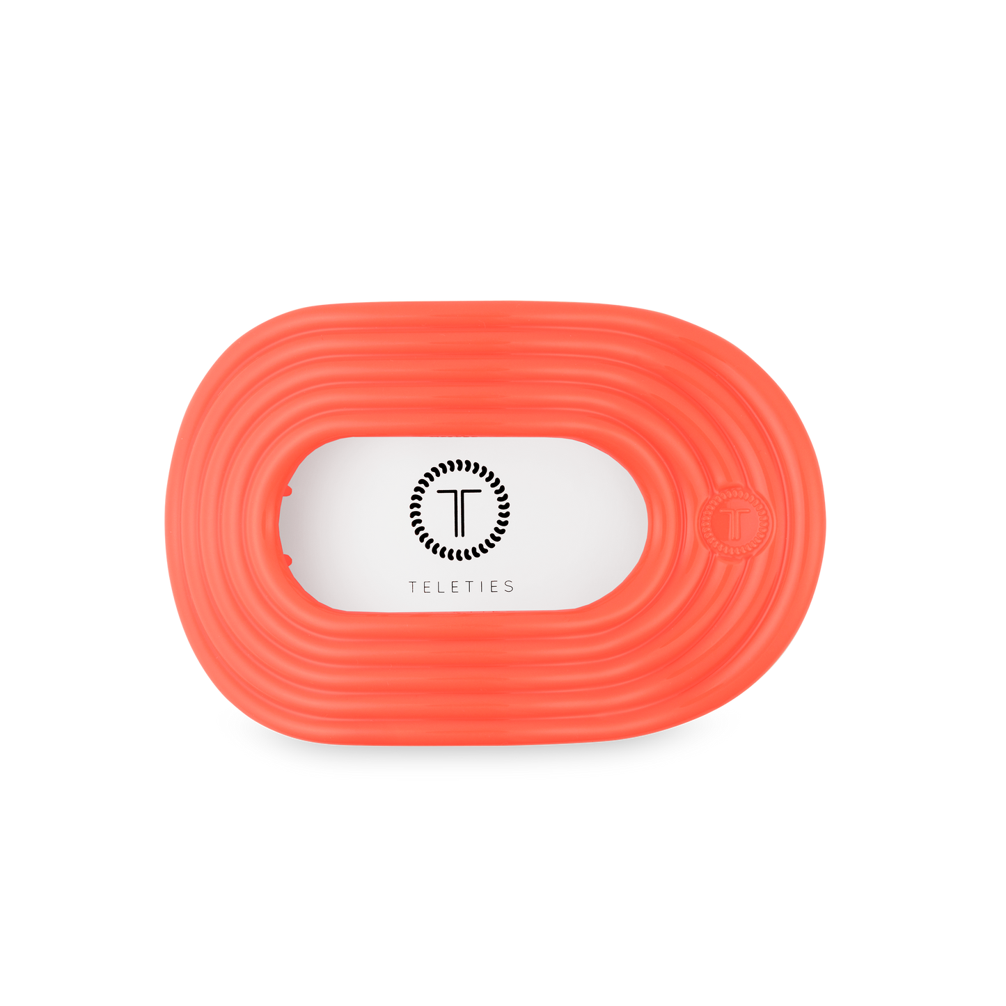 TELETIES - Darty Medium Flat Round Hair Clip in Orange Coral Neon - Medium