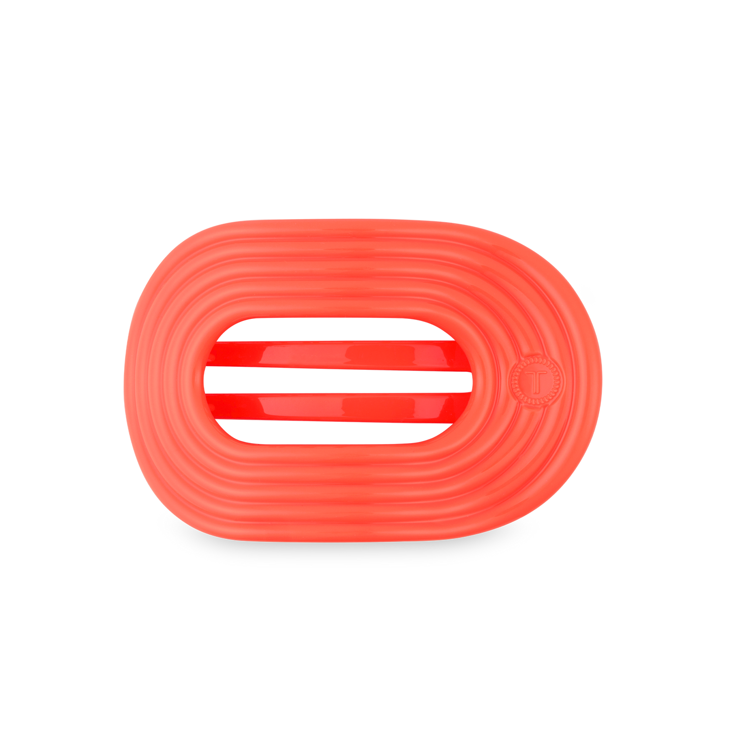TELETIES - Darty Medium Flat Round Hair Clip in Orange Coral Neon - Medium