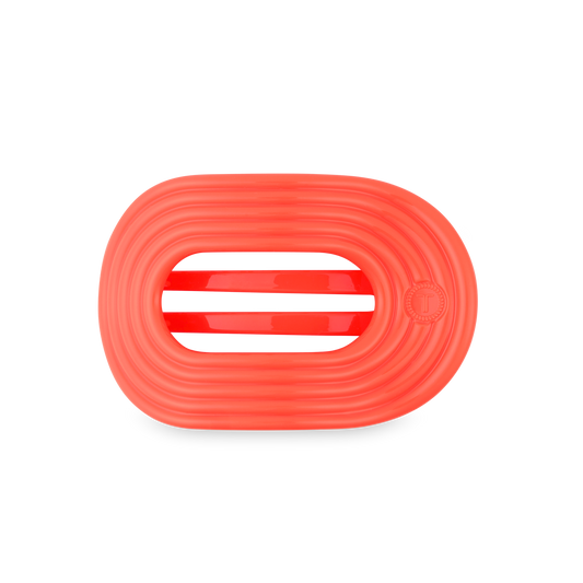Darty Medium Flat Round Hair Clip in Orange Coral Neon - Medium