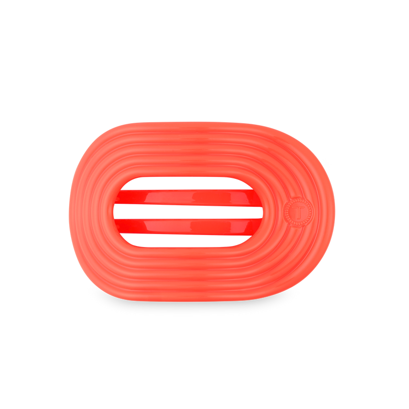 TELETIES - Darty Medium Flat Round Hair Clip in Orange Coral Neon - Medium - Image 1