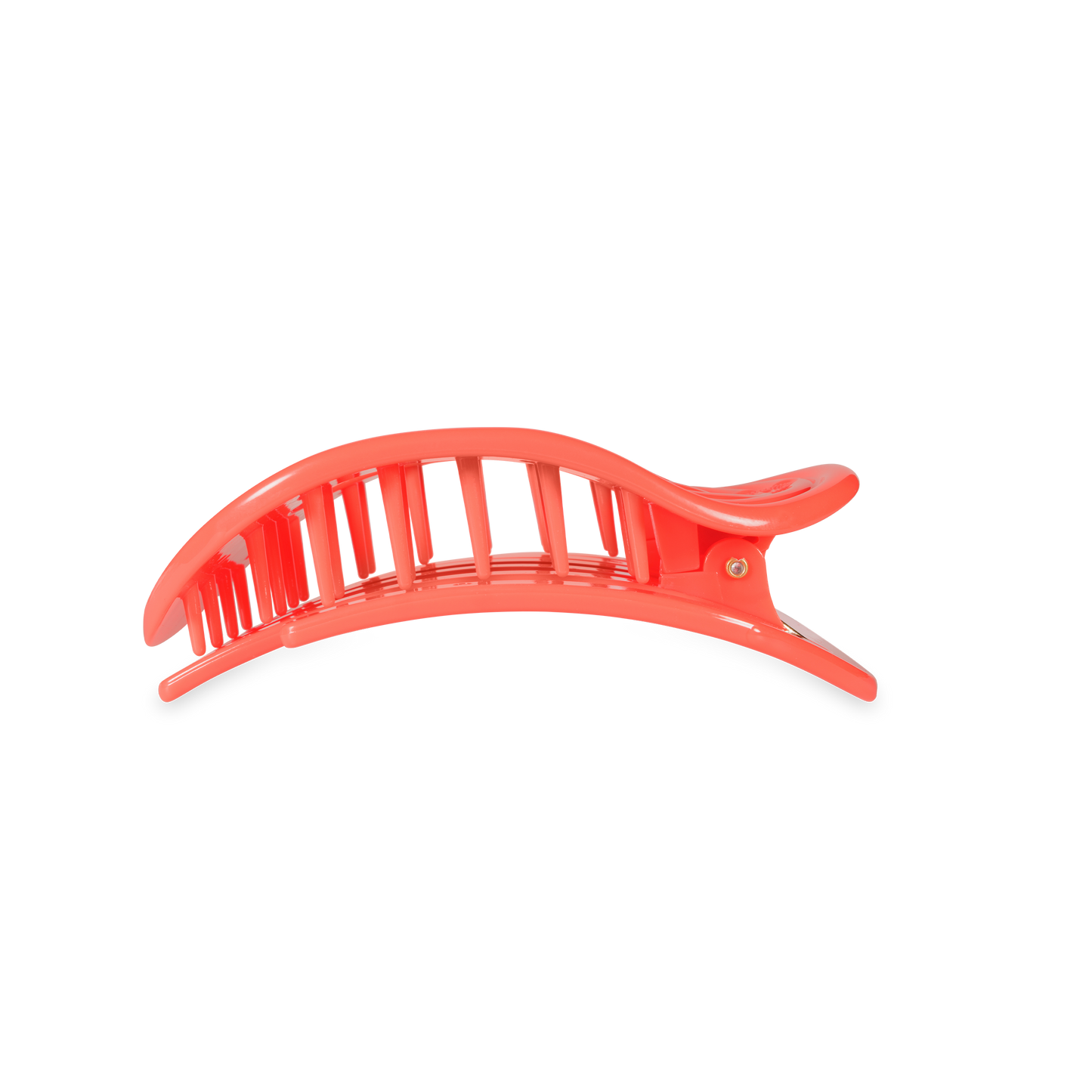 TELETIES - Darty Medium Flat Round Hair Clip in Orange Coral Neon - Medium