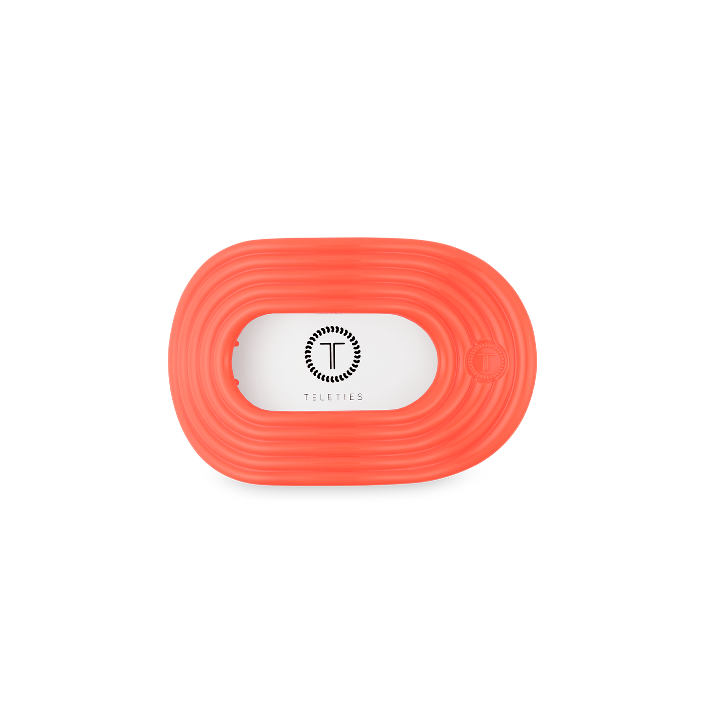 TELETIES - Darty Small Flat Round Hair Clip in Orange Coral Neon - Small