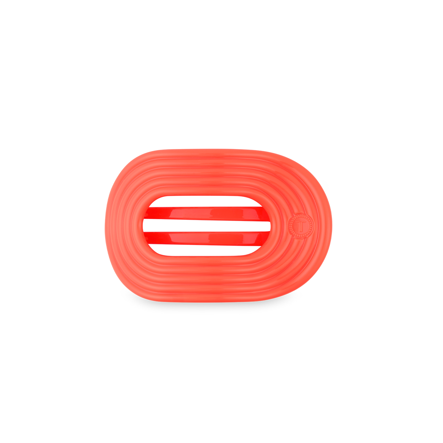 TELETIES - Darty Small Flat Round Hair Clip in Orange Coral Neon - Small