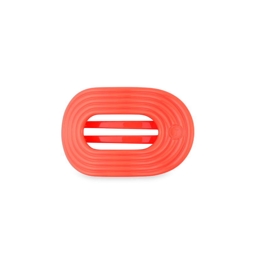 TELETIES - Darty Small Flat Round Hair Clip in Orange Coral Neon - Small - Image 1