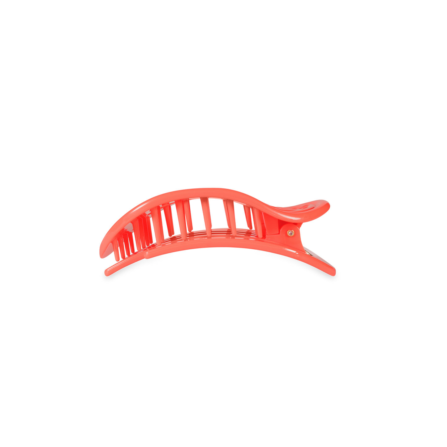 TELETIES - Darty Small Flat Round Hair Clip in Orange Coral Neon - Small