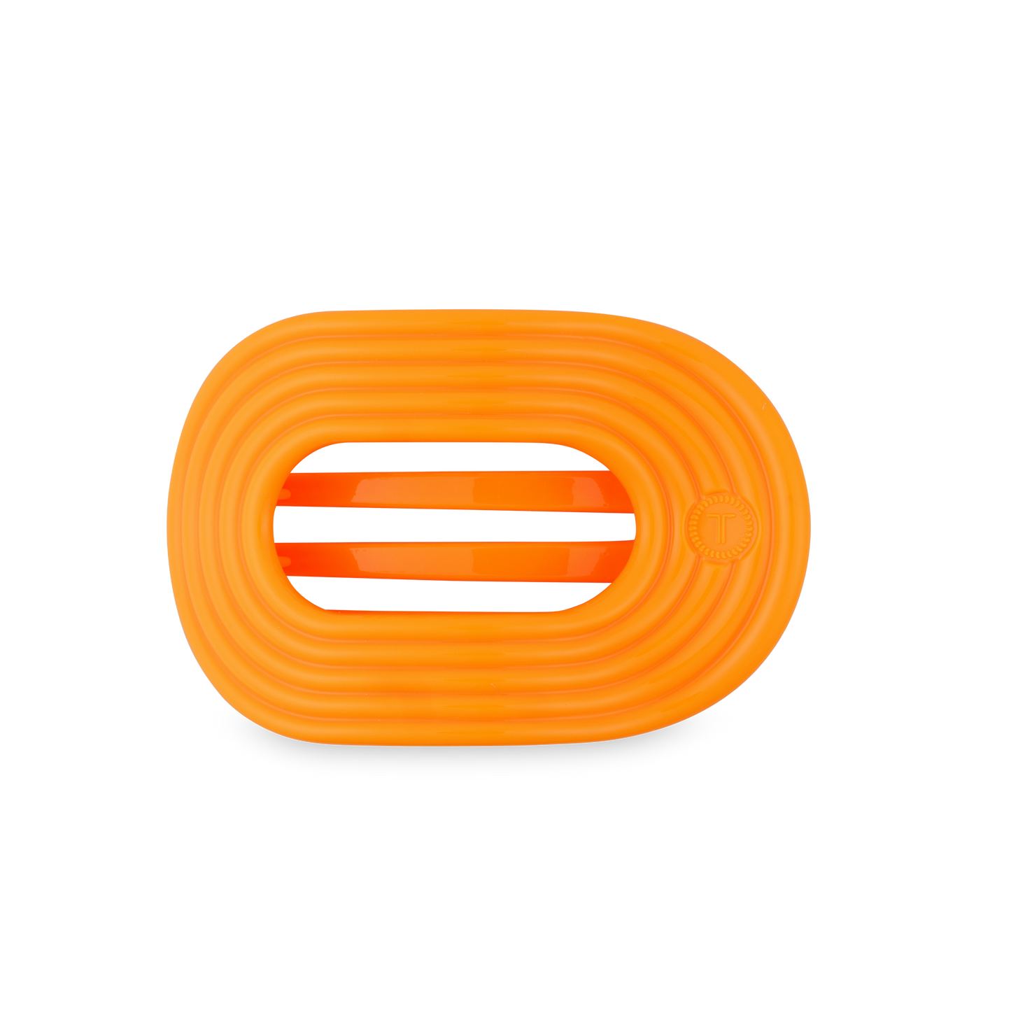 TELETIES - Day Rave Medium Flat Round Hair Clip in Orange Neon - Medium