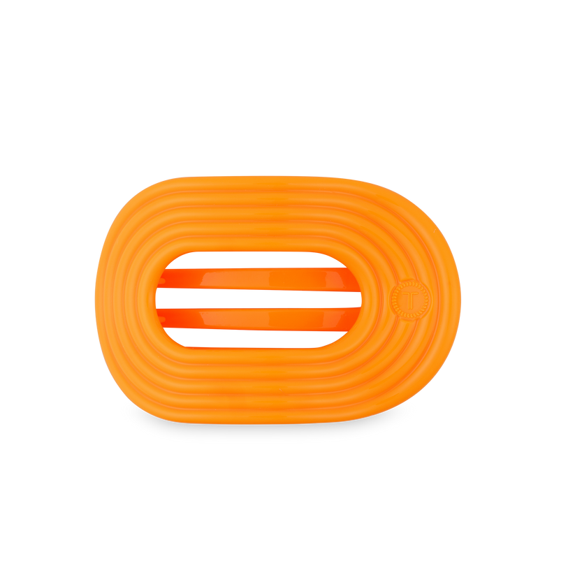 TELETIES - Day Rave Medium Flat Round Hair Clip in Orange Neon - Medium - Image 1