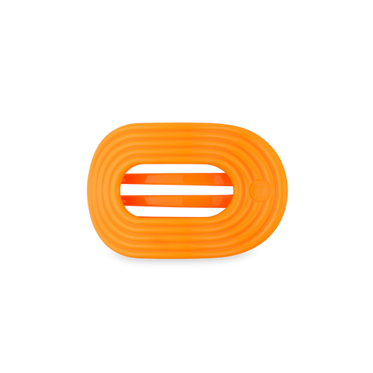 Day Rave Small Flat Round Hair Clip in Orange Neon - Small