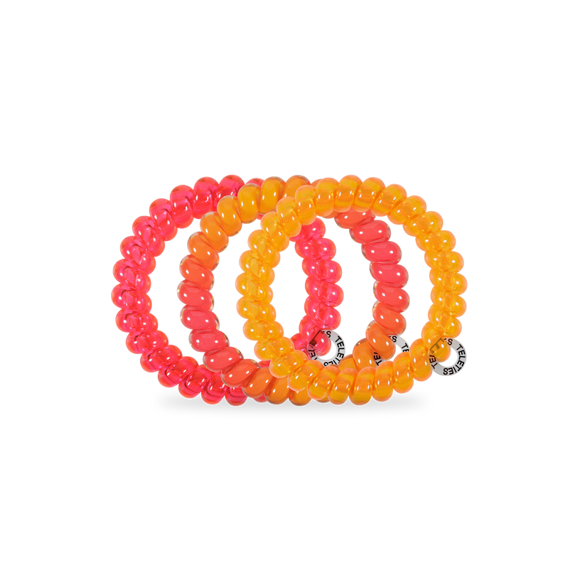 TELETIES - Day Rave Large Hair Ties in Orange Pink Neon - Large - Image 2