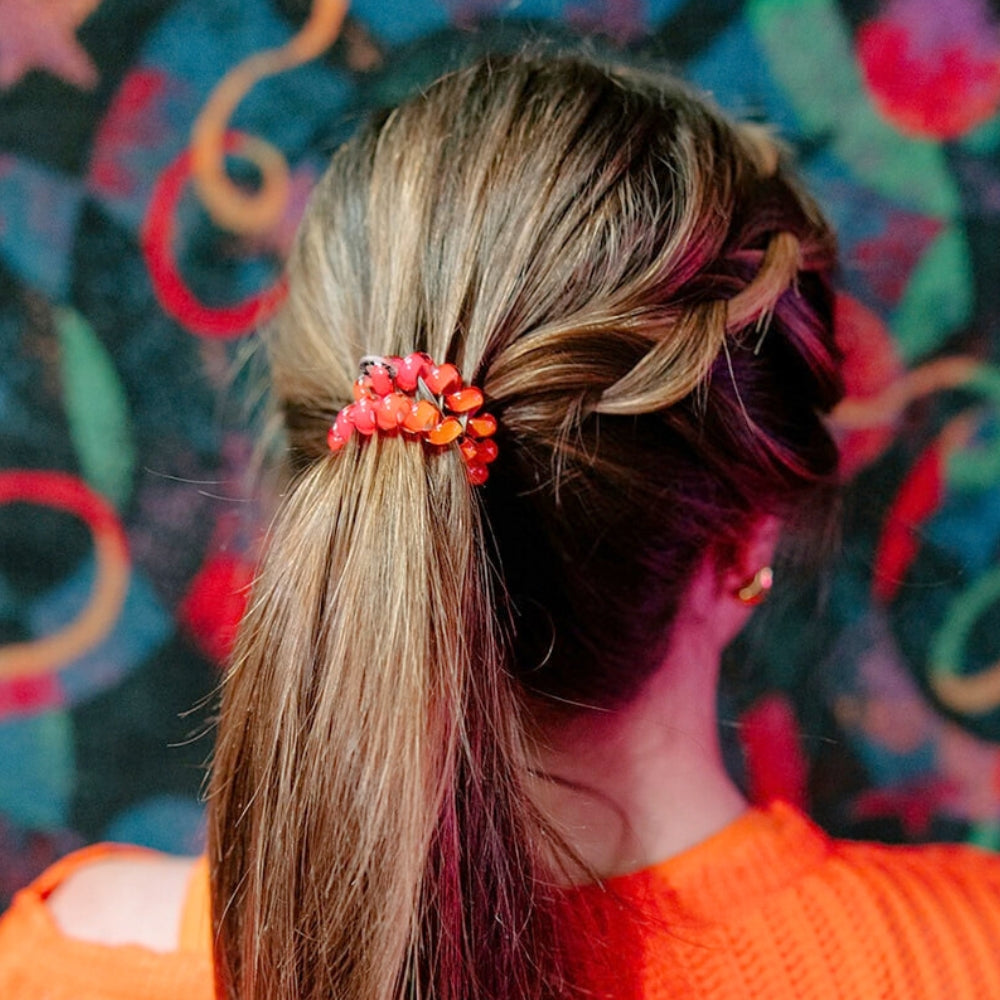 TELETIES - Day Rave Large Hair Ties in Orange Pink Neon - Large