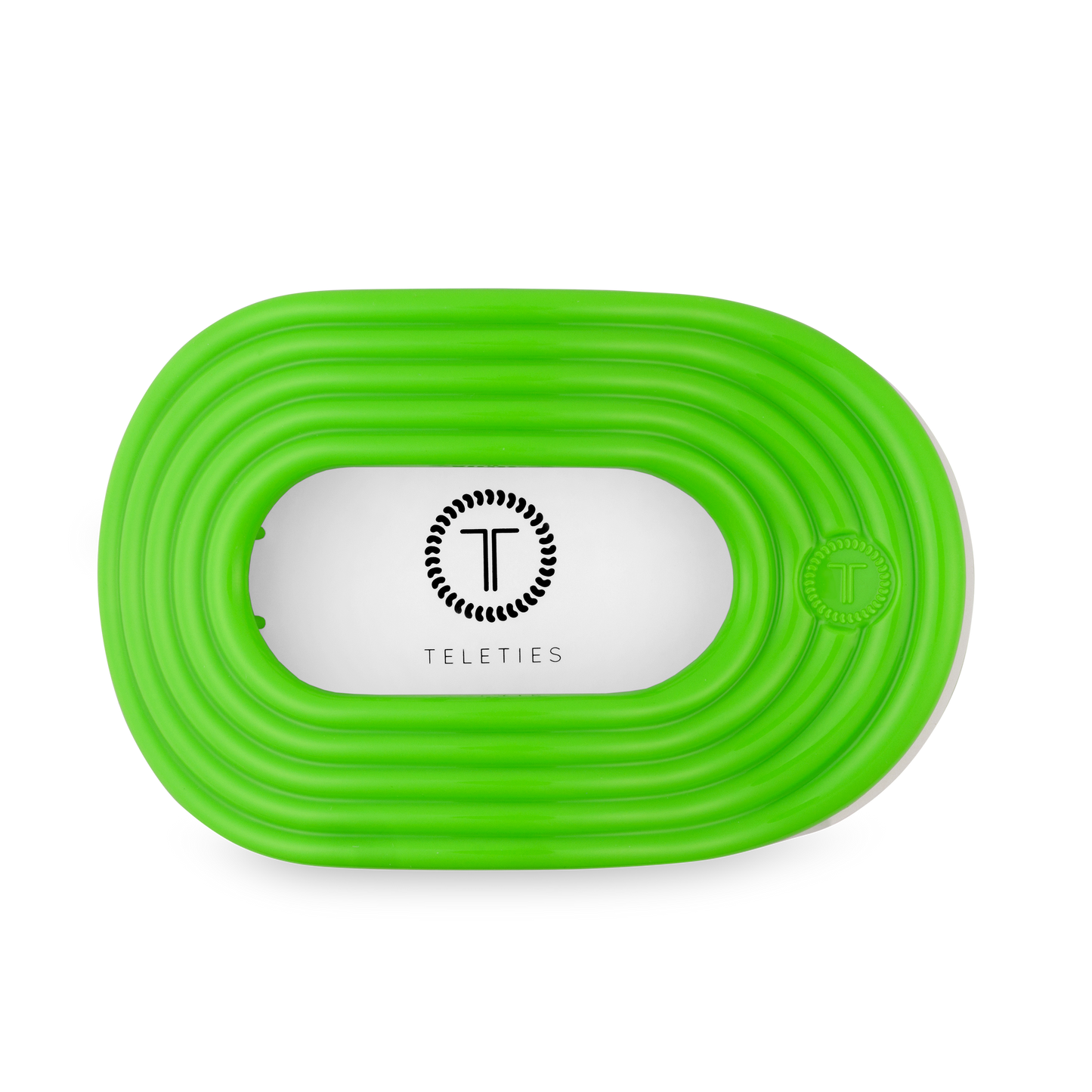 TELETIES - Glow For It Large Flat Round Hair Clip in Green Neon - Large