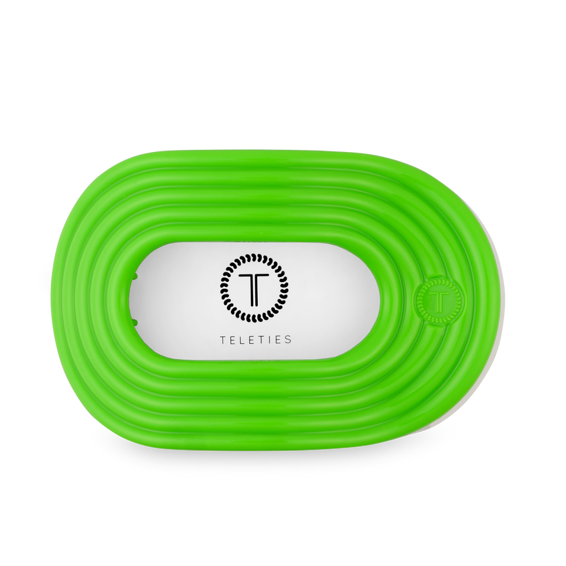 TELETIES - Glow For It Large Flat Round Hair Clip in Green Neon - Large - Image 2