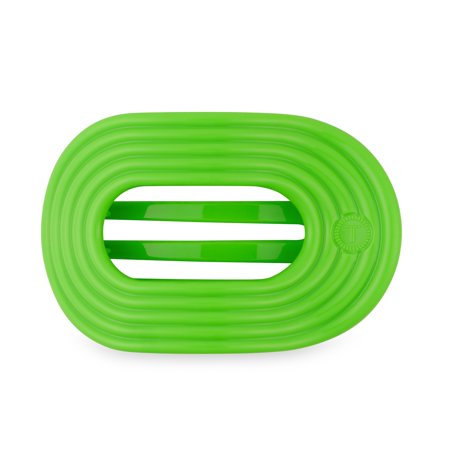 TELETIES - Glow For It Large Flat Round Hair Clip in Green Neon - Large