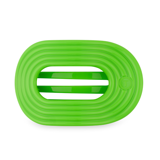 Glow For It Large Flat Round Hair Clip in Green Neon - Large