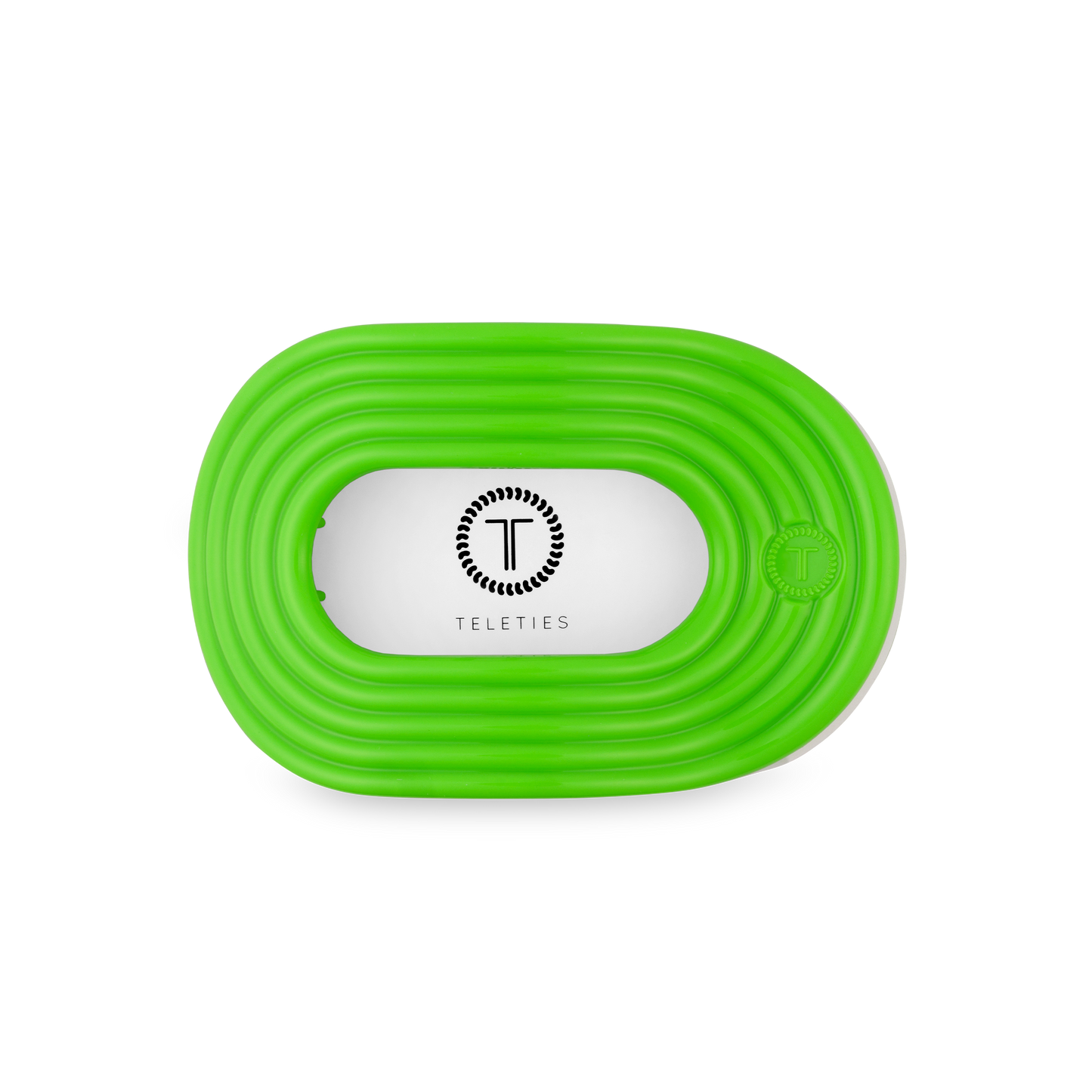 TELETIES - Glow For It Medium Flat Round Hair Clip in Green Neon - Medium