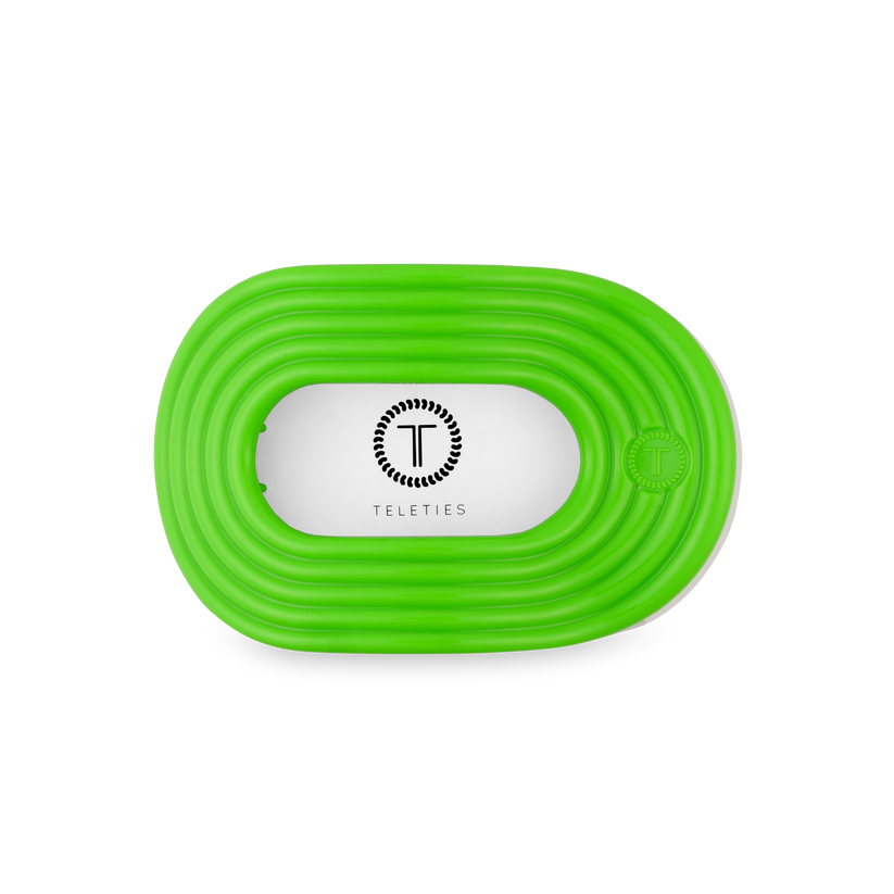 TELETIES - Glow For It Medium Flat Round Hair Clip in Green Neon - Medium - Image 2