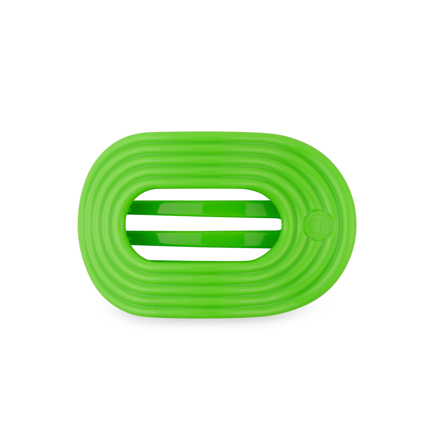 TELETIES - Glow For It Medium Flat Round Hair Clip in Green Neon - Medium